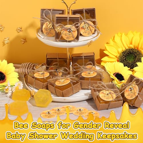 Dimsile 48 Set Baby Shower Bee Party Favors Honeycomb Bee Soap Handmade Scent Soaps with Gift Box Thank You Cards cute Charms for Guest Gender Reveal Keepsake Wedding gifts Decorations (Transparent) by Dimsile - Image 4