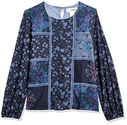 T-shirt bleu Desigual pour filles de 13 à 14 ans avec motifs