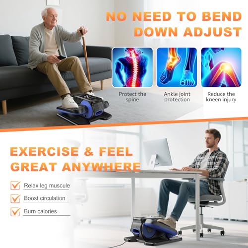 Image of Mini Under Desk Elliptical Low Impact Electric Leg Exerciser As Seen on TV While Sitting for Seniors with Non-Slip Mat Quiet & Portable for Home and Office
