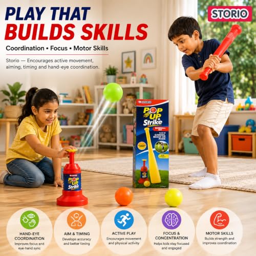 Image of Storio Baseball Shooter Bat, Pitcher Ball Power Shot Launcher Game for Kids