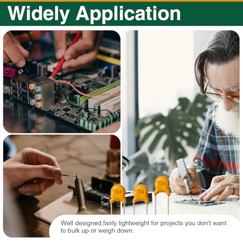 10 Values 350 Pcs Ceramic Capacitor Kit (100nF - 10uF), Multi-Layered Monolithic Ceramic Capacitor Assortment Set 50V