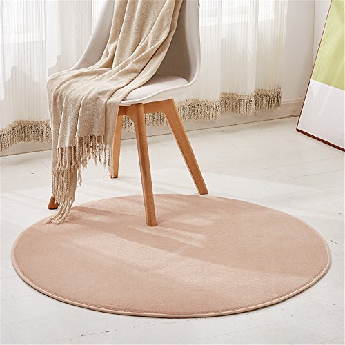 JeogYong Alfombras, Redonda Alfombra de Terciopelo Coral Artificial para Sala de Estar,Baño y Dormitrio (Color de Camello, 80cm) Cover