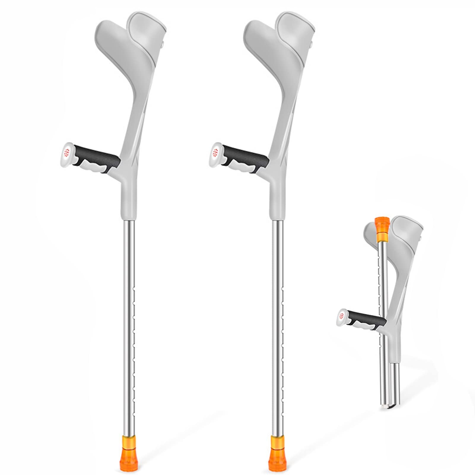 Muletas de Antebrazo Plegables (Puño Abierto), Muletas Ortopedicas Caminar para Adultos con Empuñadura Ergonómica de Confort (Color : Silver, Size : 2counts)