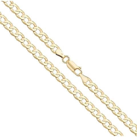 Old English Jewellers 9ct Yellow Gold on Silver Solid Curb Chain - 5mm - 16" 18" 20" 22" 24" 26" 30" (18) Cover