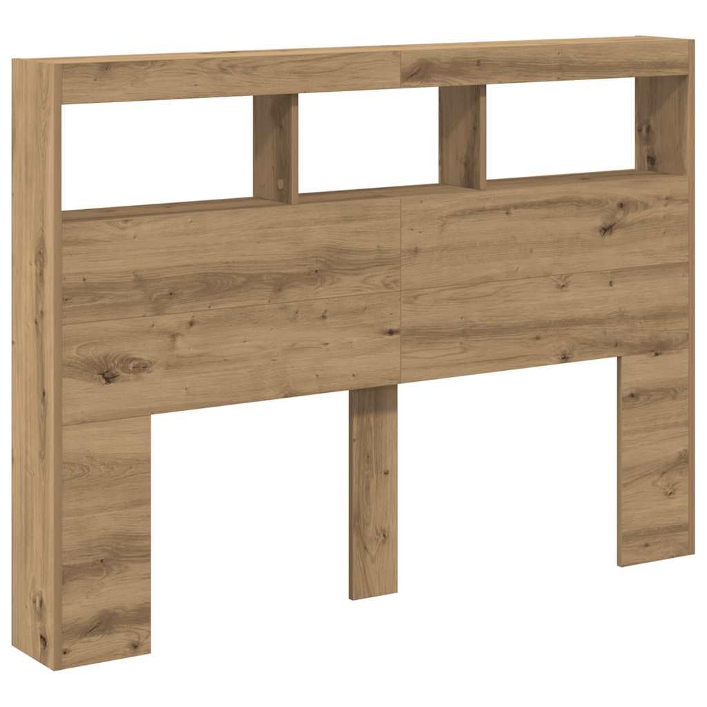 vidaXL Tête de lit en chêne artisanal avec LED et rangement – Tête de lit en bois d'ingénierie RVB