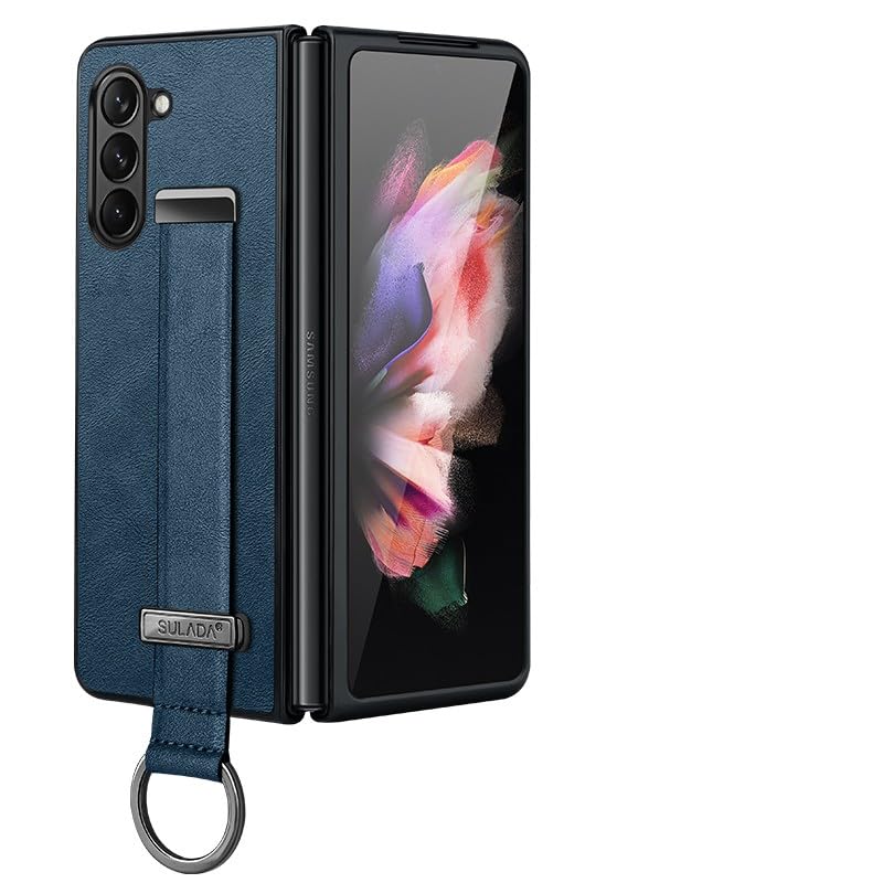 Étui Samsung Galaxy Z Fold 5 bleu avec sangle pour sécuriser vos déplacements