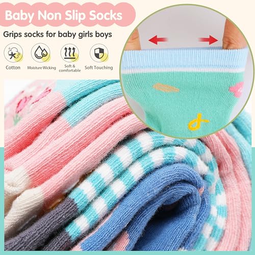 12 Pairs Baby Boys Girls Toddlers Grips Socks Kids Non Skid Anti Slip Cotton Crew Socks2