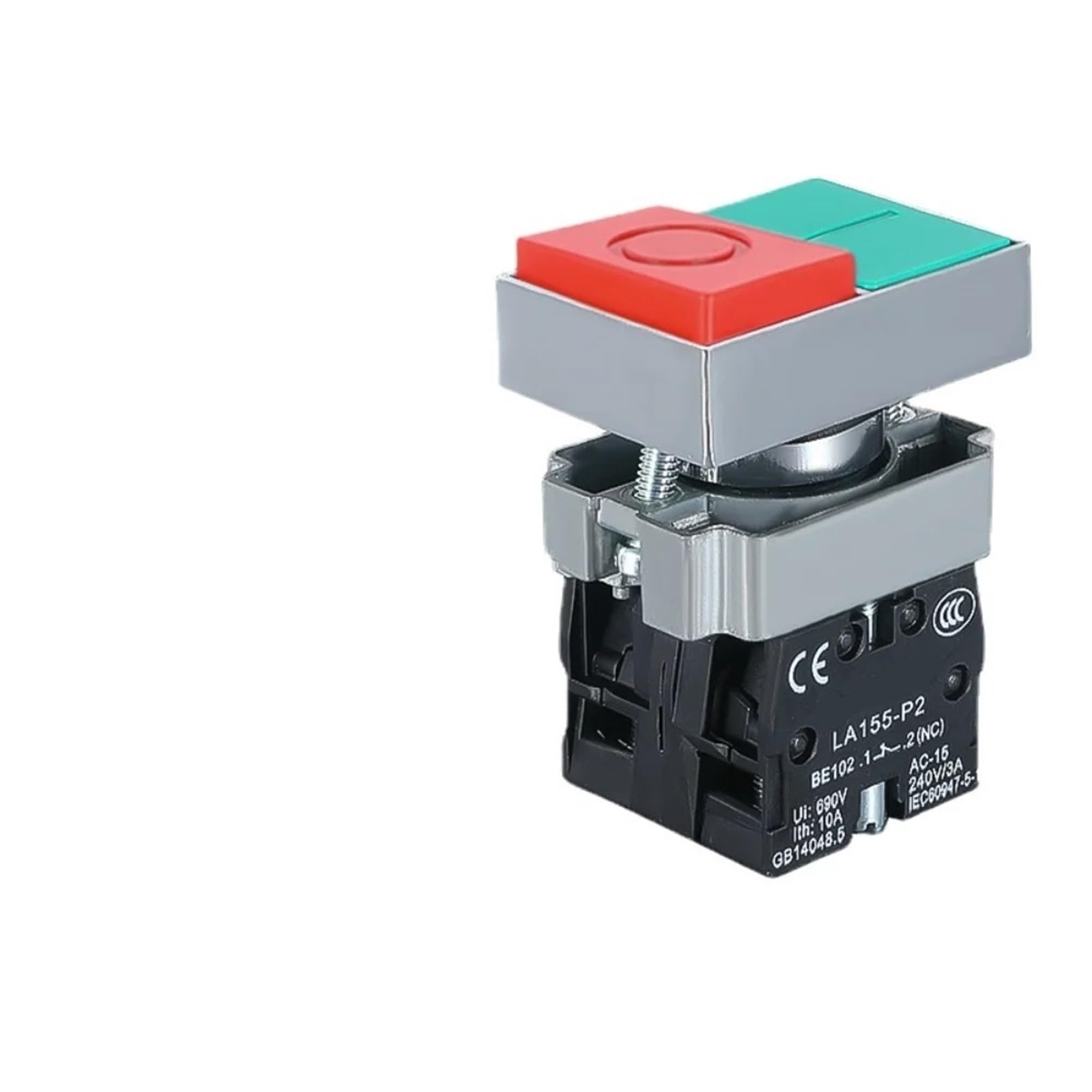 Bouton poussoir double vert rouge 22mm pour commande de demarrage 12V