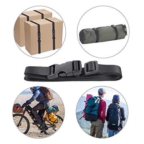 Image of Vigorport Utility Straps Quick Release Nylon Backpack Accessory Bag Strap,Adjustable for Hiking,Travel,Outdoor Sports-4 Pack (Black, 1 inch W-48 L)