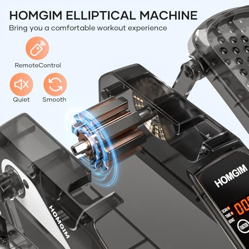 Image of HOMGIM Under Desk Elliptical Machine - Quiet Motorized Leg Exerciser with Smart Remote, 12-Speed Manual Programs Auto /3 Auto Programs LCD Display & Bidirectional Motion for Home /Office