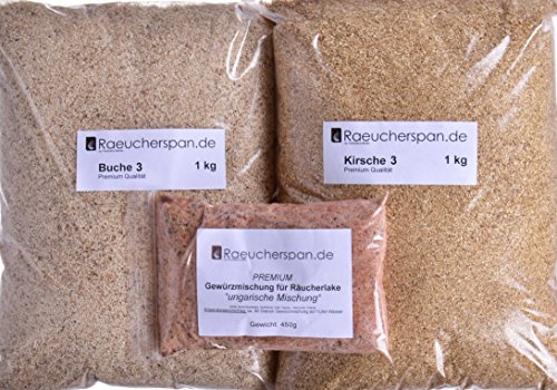 Komplettpaket Räuchermehl je 1kg Buche und Kirsche Typ 3 mit Fertigmischung für Pökellauge ungarische Art Cover