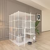 Indoor Cat Cage Enclosure DIY,Cat Playpen Catio Thick Metal Wire Kennels for 1-3 Cats Kitten Cage Detachable Patio Cat Crate (White, 41" L x 41" W x 55" H)