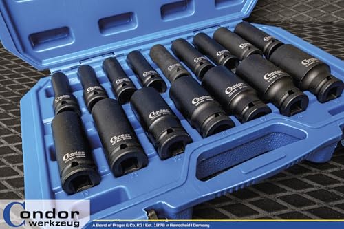 Clés à douille pour écrous profonds Condor 1099 coffret CrMo 16 pièces 1/2 - 6