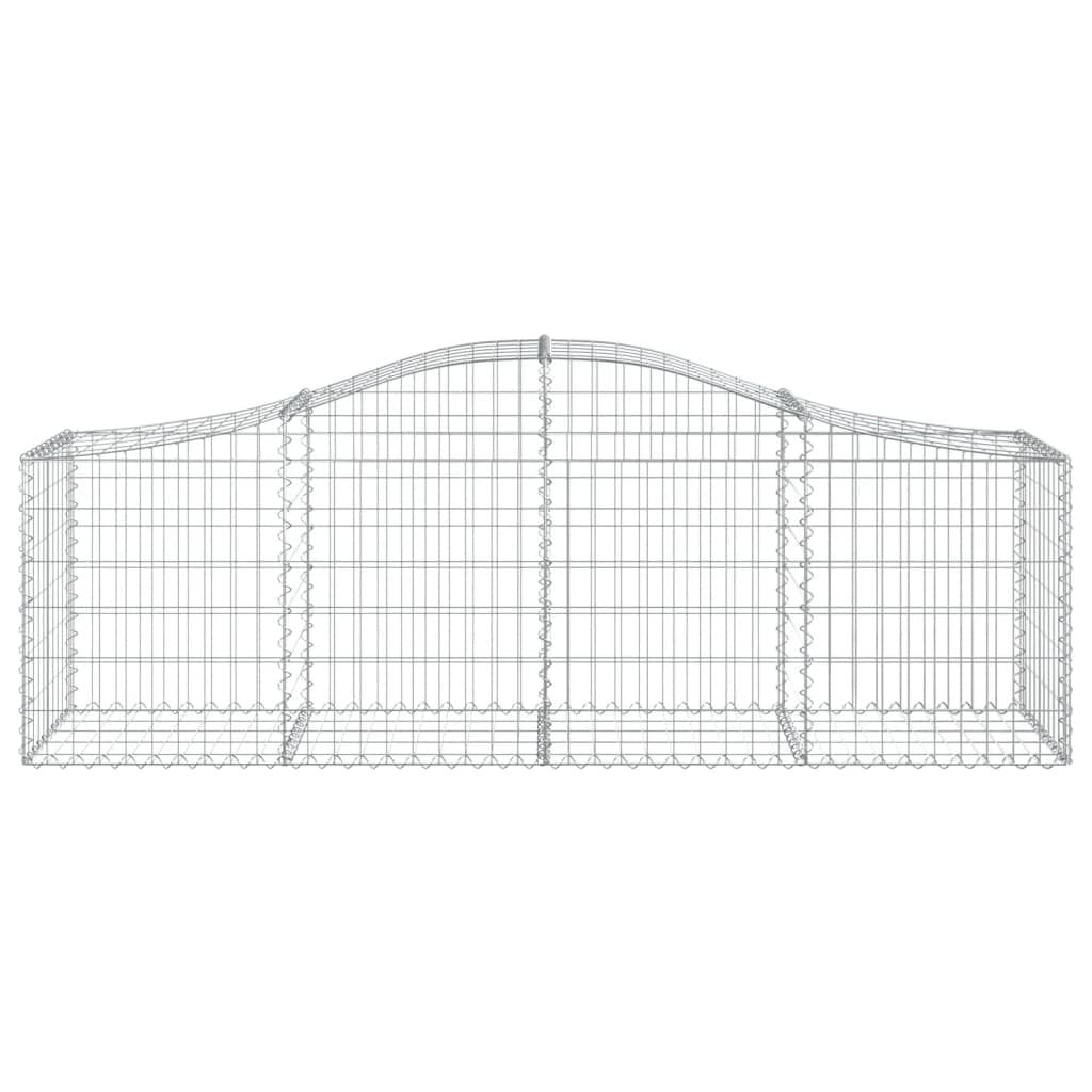 Gabionen mit Hochbogen 25 STK. 200x50x60/80 cm Drahtkorb Silber | Robuste Steinkörbe aus verzinktem Eisen für Terrasse und Vorgarten, inklusive verstärkter Verbindungs-Haken.