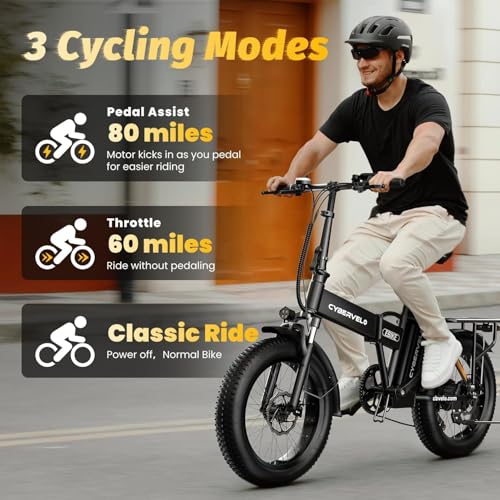 Image of 1000W Folding Electric Bike, 48V 20.8AH Large Removable Battery E-Bike, 30+MPH, 80 Miles Max Range, 20 inch Fat Tire Electric Bike for Adults, Adult Electric Bicycles for Commute