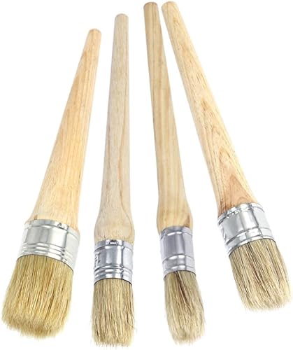 Miniatura 3 de Juego de 4 brochas de cera profesionales para pintura de tiza con cerdas naturales para folkart de 0.787 in, 0.984 in, 1.181 in, 1.575 in