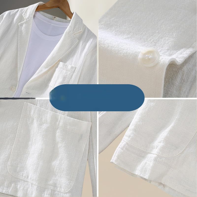 Men's Japanese Style Notched Lapel Casual Ramie Versatile Young Loose Fit Business Cotton Linen Blazer Jacket4