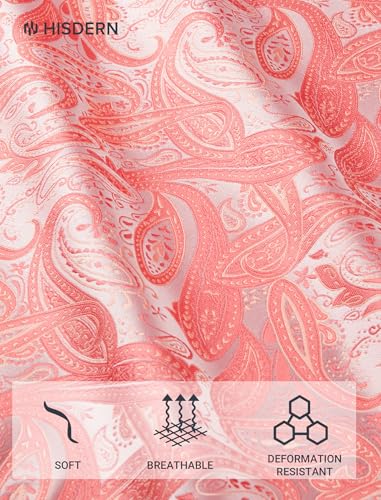 Image of HISDERN Ties for Men Paisley Tie and Pocket Square Cufflinks Set Formal Classic Floral Necktie Handkerchief Wedding Party