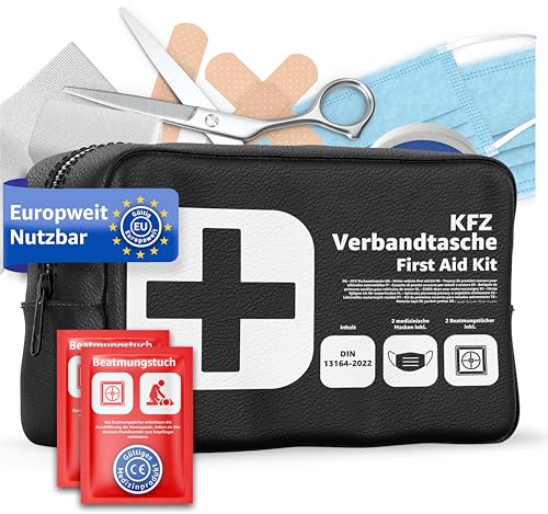 Verbandstasche Norm 2026 - KFZ mit Beatmungstücher - Verbandskasten Auto - DIN13164:2022 - Erste Hilfe Set - Verbandskasten StVO konform (Schwarz) Verbandstasche Norm 2026 - KFZ mit Beatmungstücher - Verbandskasten Auto - DIN13164:2022 - Erste Hilfe Set - Verbandskasten StVO konform (Schwarz)