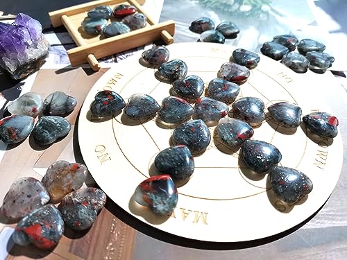 Image of QINJIEJIE 20PCS African Bloodstone Heart Stones Crystals Bulk Love Shaped Worry Stone Heart Rock Pocket Polished Palm Gems Crystal Reiki Balancing Wholesale Carved Stone Decor Gift
