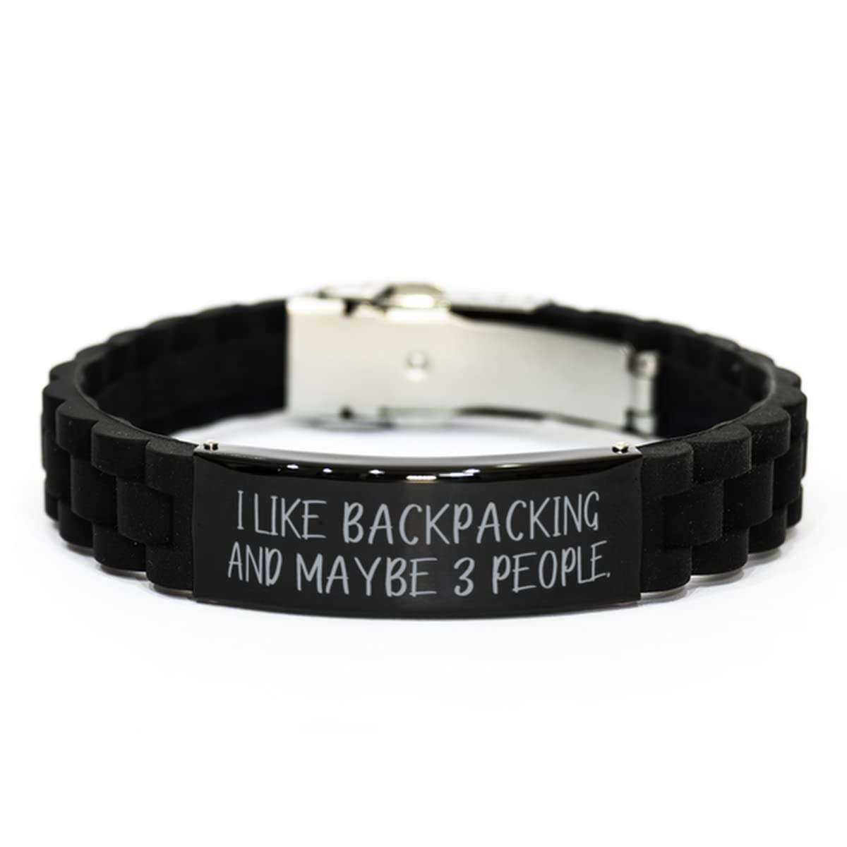 Special Backpacking Black Glidelock Clasp Bracelet, I Like Backpacking and Maybe 3, New Gifts for Men Women, Christmas, Hanukkah, Kwanzaa, New Years Eve, Valentines Day, Easter,