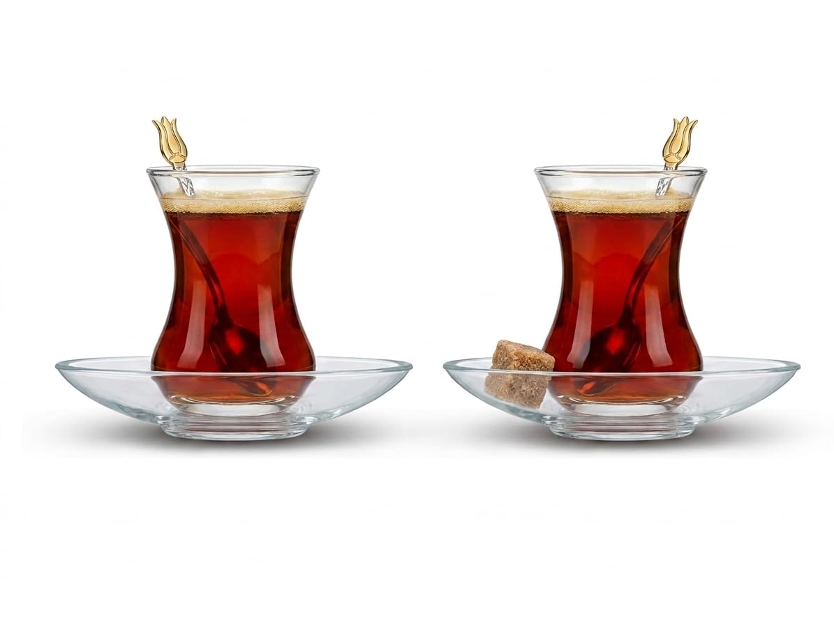 TurkCeramics by OMKAR INTERNATIONAL (Glass Height 9.5 Cm X Glass Width 7.5 Cm, Thickness 2 Mm/Saucer Dia 10 Cm X Height 2.3 Cm, Thickness 2Mm., 100 ML.-image-39