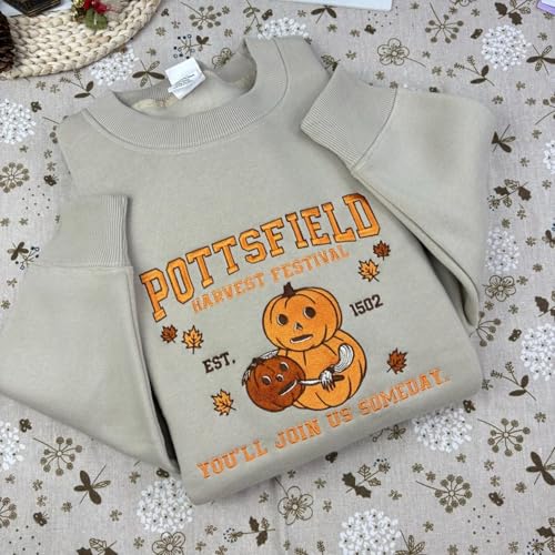 Embroidered Sweatshirt for Pottsfield Harvest Festival - Fit for The Garden Wall Halloween Shirt,Pumpkin Carver Halloween Crewneck,Spooky Fall Festival Pullover,Vintage Autumn Aesthetic Sweatshirt3