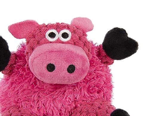 Image of goDog Checkers Sitting Pig Squeaky Plush Dog Toy, Chew Guard Technology - Pink, Small