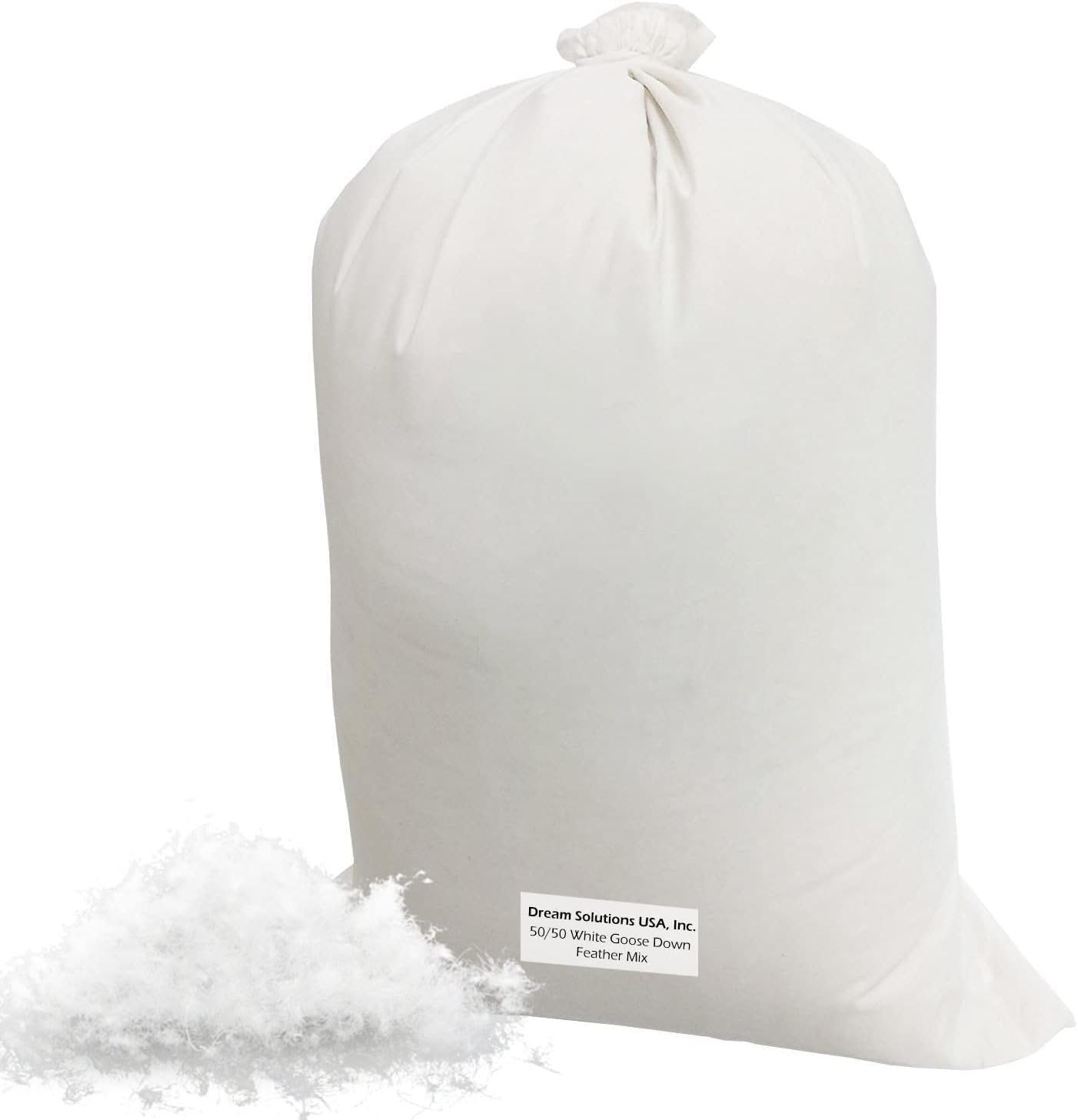 Dream Solutions USA DS Solutions USA Bulk Goose Down (2 lbs) Filling 50/50 100% Natural White Down and Feather – Fill Stuffing Comforters, Pillows, Jackets and More – Ultra Plush Hungarian Softness