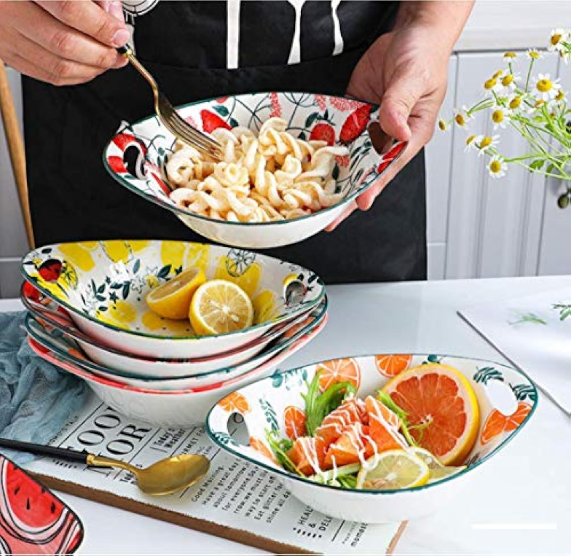 Ceramic Bakeware Set, 200ml Rectangular & Round Dishes for Oven