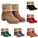 Toumov Women Snow Boots Fashion Fleece Booties Comfy Plush Lined Shoes Warm Fur Lined Winter Snow Boots Comfortable Slip On Ankle Boot Casual Chunky Heel Shoes for Outdoor