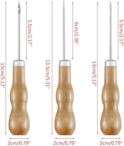 Miniatura 2 de Bydezcon Profesional de cuero mango de madera herramienta punzón costura costura herramientas de mano accesorios Pin punzonado para agujero de bolsa