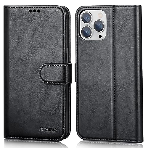 JOYSIDEA iPhone 12 Pro Max Leather Wallet Case, Premium PU Leather Flip Folio Case with 4 Card Holder, Kickstand and Shockproof TPU Cover for iPhone 12 Pro Max 6.7 inch, Black