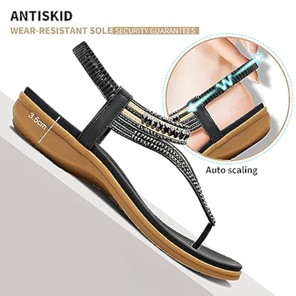 Littleplum Womens Sandals Comfort Arch Support Sandals Summer Walking Shoes Casual Ankle Elastic Flip Flops Shoes - Image 6