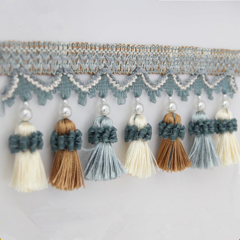 Dentelle de rideau, pompon de garniture de frange, ruban de garniture de pompon de frange perlée de 1 mètre pour rideaux, coupe de dentelle, décoration de rideau de maison, nappe de couture, bord de