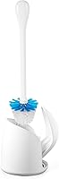 OXO Good Grips Compact Toilet Brush & Canister with Auto Door - Deep Clean Holder for Small Bathrooms