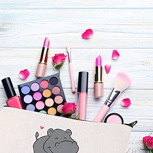 PLITI Hippo Makeup Bag Hippopotamus Gift Hippo Lover Gift Just a Girl Who Loves Hippos Cosmetic Pouch(Girl Loves hipposU) - Image 4