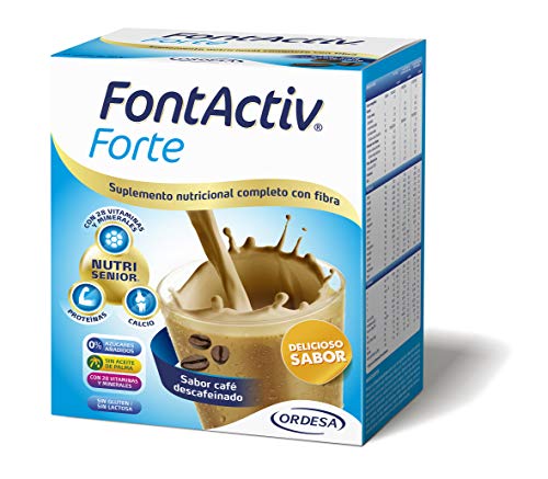 FontActiv Forte Sabor Café Descafeinado | 14 Sobres | Suplemento Nutricional con Fibra para Adultos - 0% Azúcares añadidos