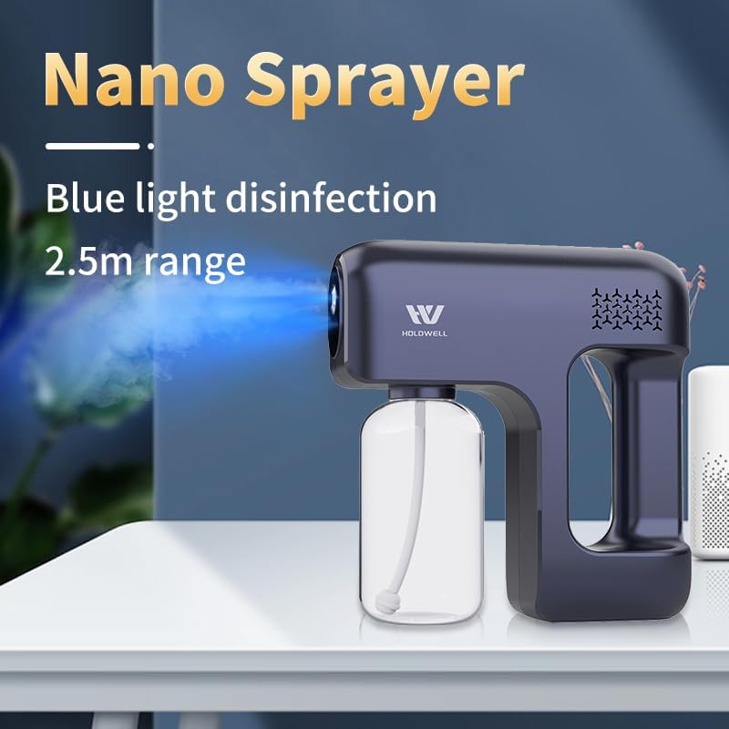 Disinfectant Fogger Machine, Cordless Electric Blue Light Disinfection Gun, Nano Sprayer for Salon/School/Hospital/Home/Office/Car/Gym/High-Contact Item Etc. (Blue)