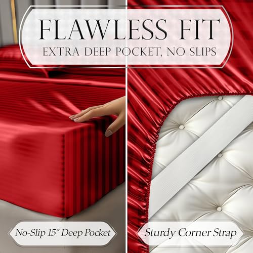 Image of DECOLURE Satin Sheets Twin Size | Softer Than Silk | Luxury 3 Pc Bed Set