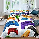 3D Print Literie, Gamepad De Dessin Animé Science Fiction 200X200 Cm Pour 3 Pcs Set Lit Doux Et Léger En Microfibre, 1 Housse De Couette Et Oreiller Couverture 2 - Anti-allergique Confortable
