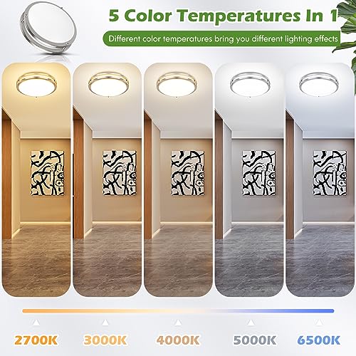 Image of 16 Inch 50W LED Ceiling Lights, Brushed Nickel Flush Mount Ceiling Light