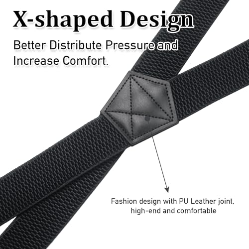 Image of SUNEZLGO Suspenders for Men Heavy Duty, X Back Hidden Suspender 1.5 inch Under Clothing, Adjustable Work Suspenders for Men Women