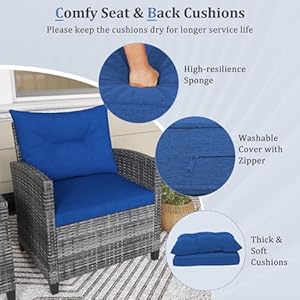 Kotek3piecepatiofurnituresetoutdoorperattanconversationsetwithwashablecushionstemperedglasstabletopwickerchairsandtablesetforporchgardenbalconynavy Urban Country Home Decor Kotek 3 piece patio furniture set outdoor pe rattan conversation set with washable cushions tempered glass tabletop wicker chairs and table set for porch garden balcony navy urban country home decor