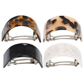 minkissy Tortoise Shell Semi Circle French Hair Barrette Hair Spring Clips Ponytail Holder for Women Fashion Hairpins Accessories for Party Dancing Everyday Wear 4 Pack 2.36 in