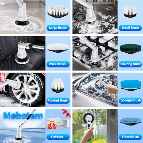 Mebotem Electric Spin Scrubber, Cordless Electric Cleaning Brush, Shower Scrubber With Long Handle, Ipx7 Waterproof Bathroom Cleaner Brush With 7 Replaceable Brush Heads thumb #6