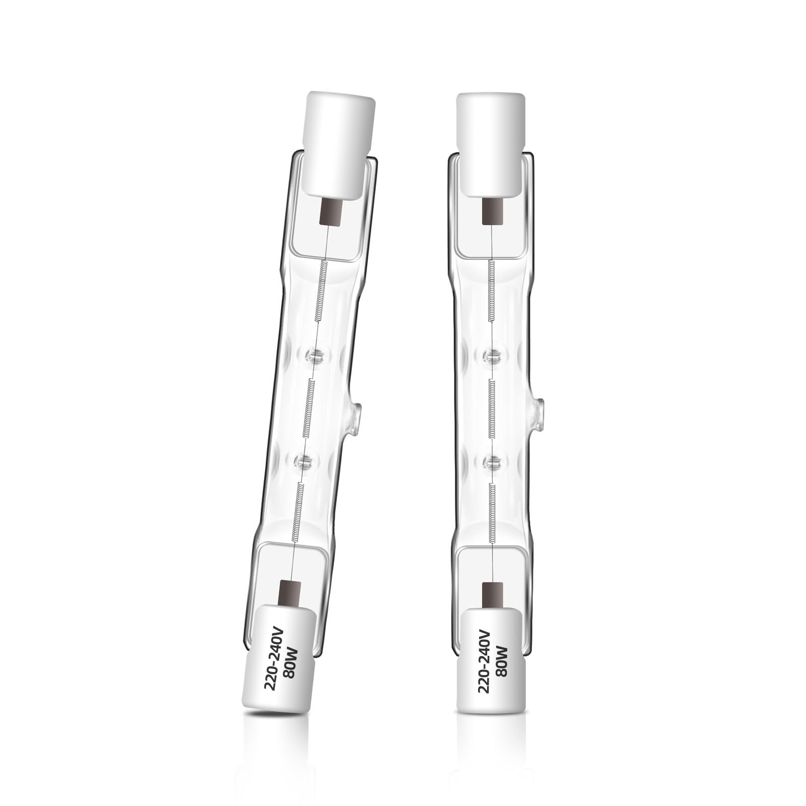Caldarax 2 Pack R7s Halogen Bulb 78mm 80W Dimmable, J78 Security Light Bulb, 230V 1400LM 2700K Warm White, Linear Halogen Floodlight Bulbs for Work, Spotlights, Landscape Lights, Floor Lamps