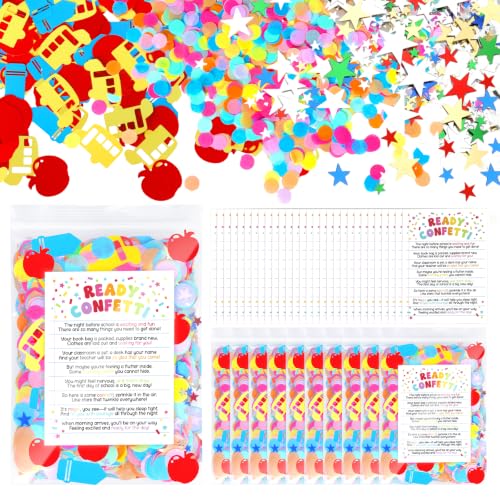 30 Sets Back to School Celebration Confetti Kit with Ready Confetti Cards Celebration Confetti Bags for First Day Party Classroom Supplies Back to School Table Favor Decorations