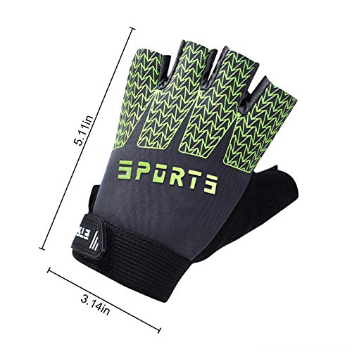 Kids Half Finger Cycling Gloves Mittens Breathable Non Slip Fingerless Bike Riding Gloves Shockproof Sports Training Gloves Uv Protection Outdoor Skateboard Gloves For Boys Girls 6-10Y #TOP4
