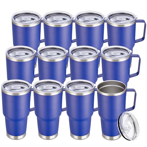Image of 30 oz Stainless Steel Tumblers Bulk with Handle and Lid, 12 Pack